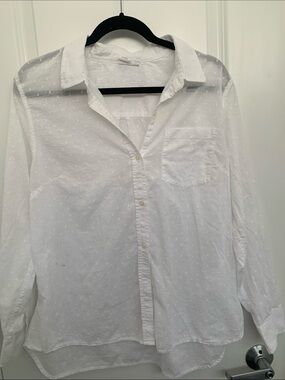 GAP White Swiss Dot Button-Down Shirt